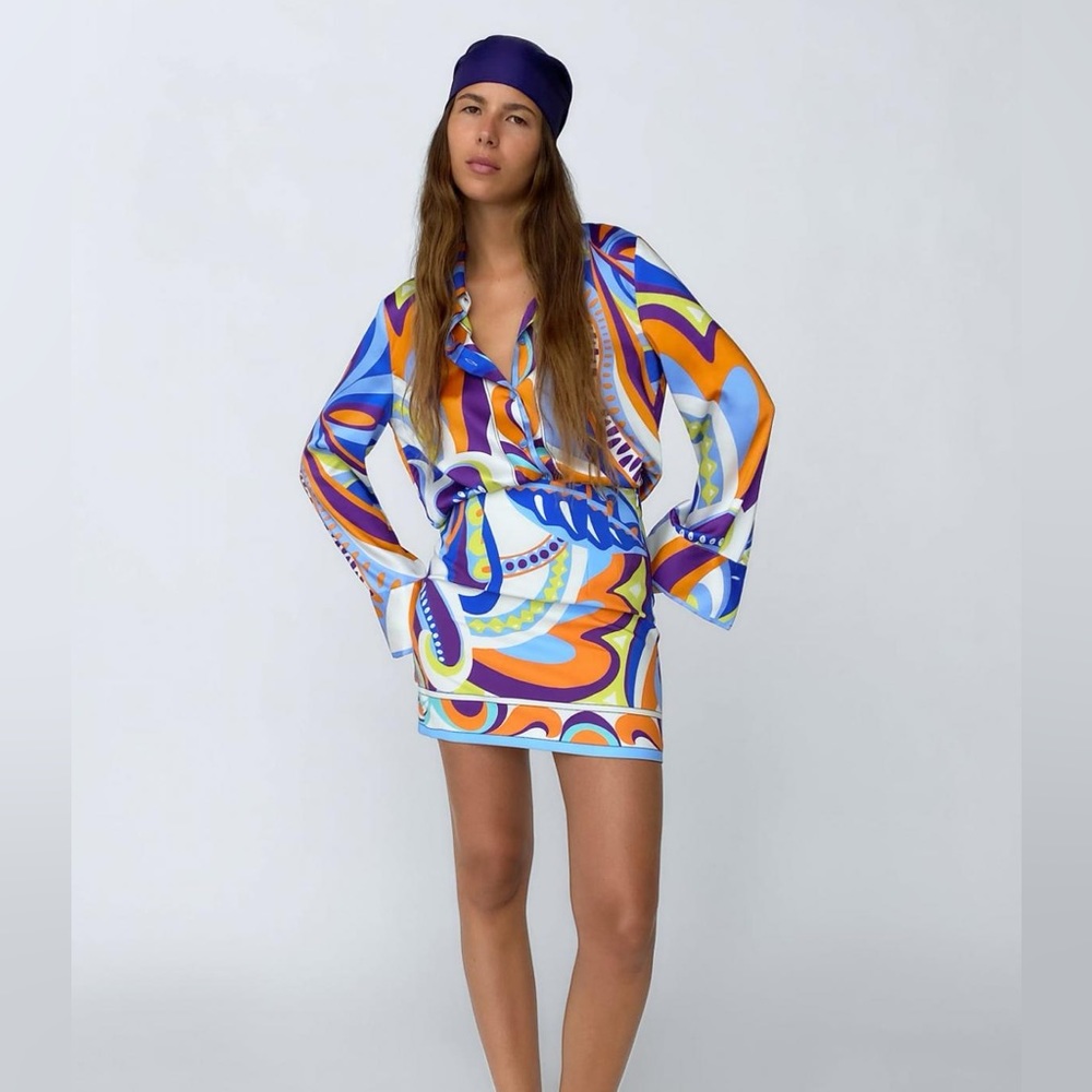 Zara short printed skirt multicolored